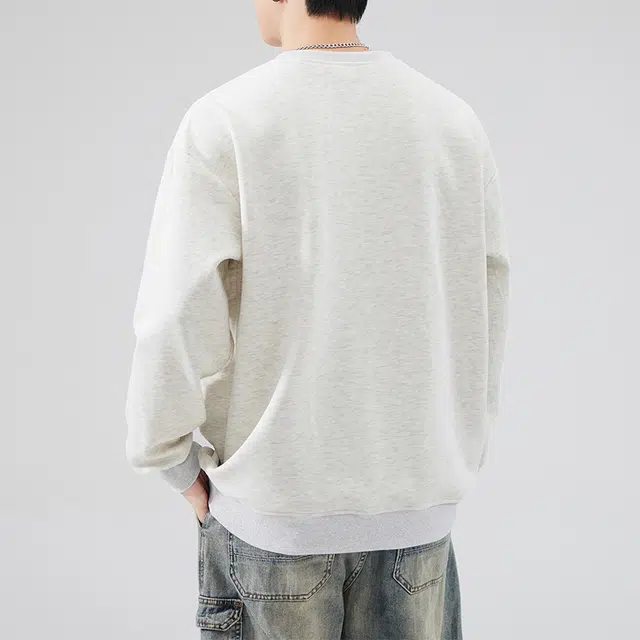 雅鹿 国风宽松圆领长袖国潮衣服落肩卫衣 男款