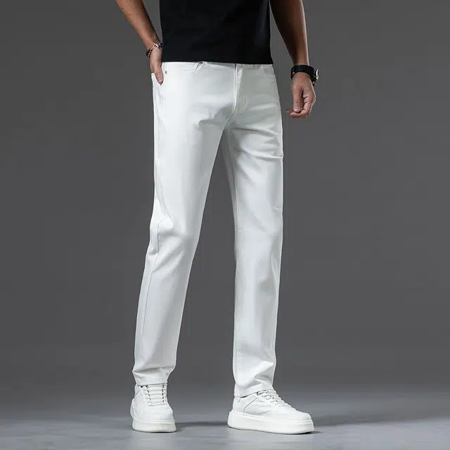 雅鹿 直筒修身休闲水洗耐磨弹力百搭高街中腰牛仔裤 男款