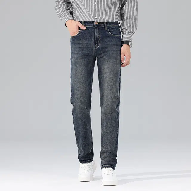 雅鹿 直筒宽松弹力商务高端休闲牛仔裤 男款