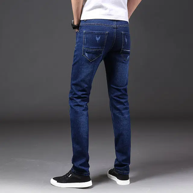 雅鹿 复古直筒美式潮牌高街休闲修身中腰水洗牛仔裤 男款