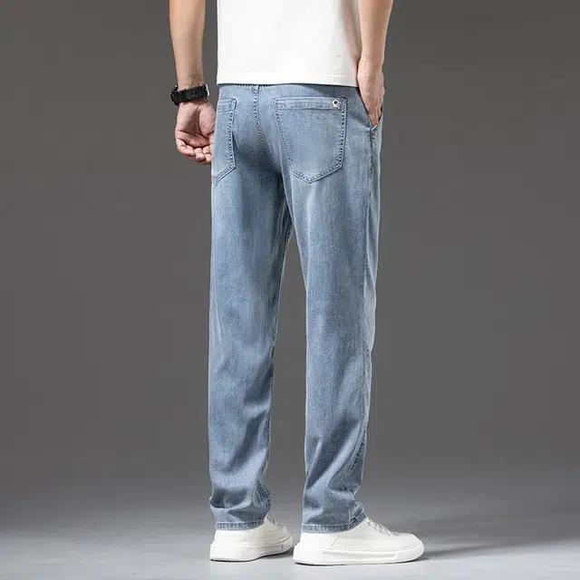 雅鹿 百搭水洗耐磨宽松直筒休闲美式牛仔裤 男款