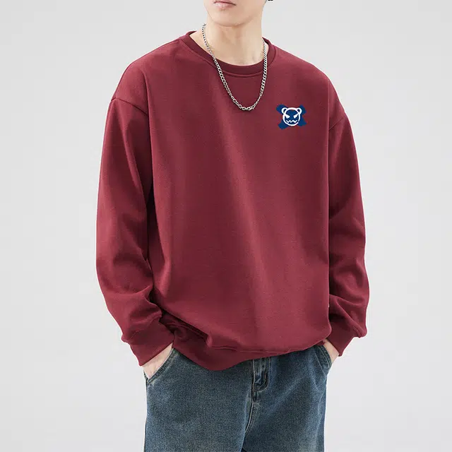 雅鹿 美式宽松百搭卡通印花圆领套头长袖卫衣 男款