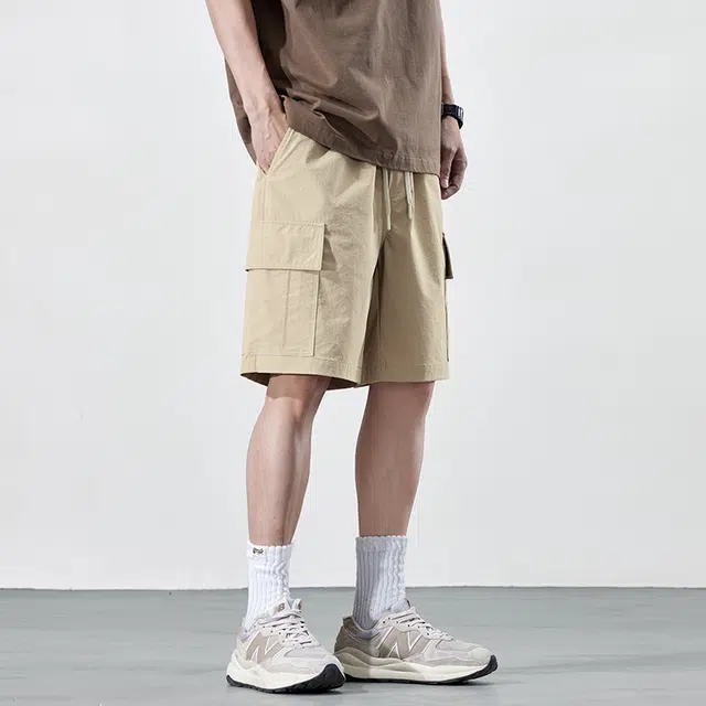 雅鹿 薄款直筒宽松百搭系带休闲短裤 男款