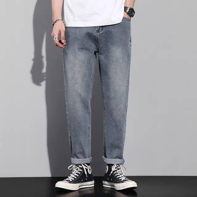 雅鹿 潮牌百搭直筒修身水洗耐磨美式高街休闲牛仔裤 男款