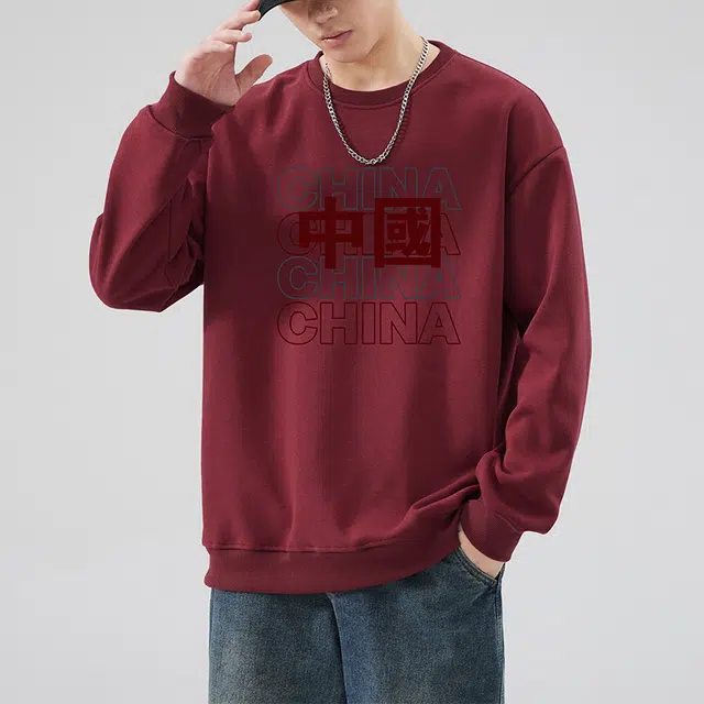 雅鹿 国潮圆领中国风上衣潮牌无帽外套卫衣 男款