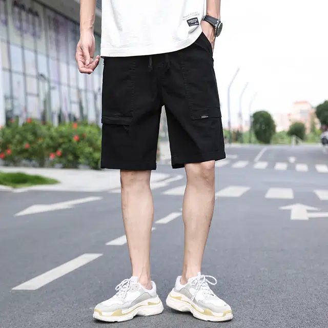 雅鹿 美式工装运动宽松拉链系带篮球裤百搭薄款五分休闲短裤 男款