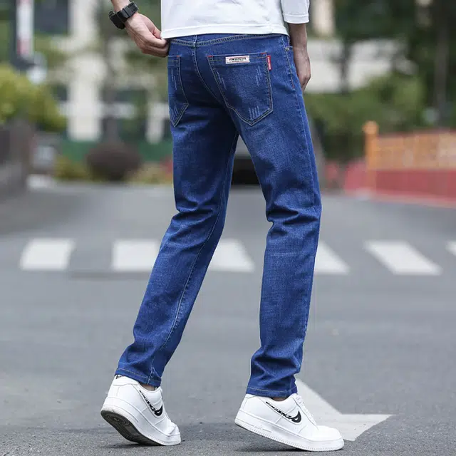 雅鹿 修身水洗做旧舒适百搭潮牌耐磨高街美式牛仔裤 男款