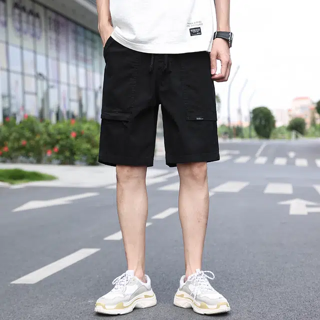 雅鹿 美式工装运动宽松拉链系带篮球裤百搭薄款五分休闲短裤 男款