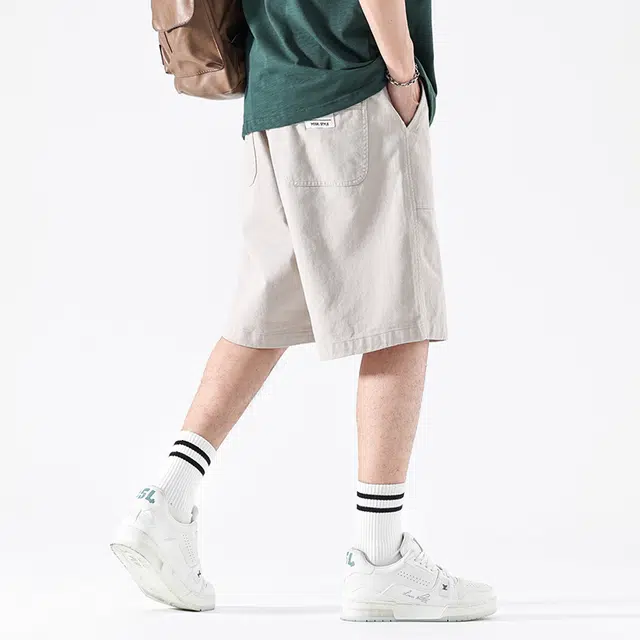 雅鹿 纯棉美式潮牌宽松百搭休闲短裤 男款