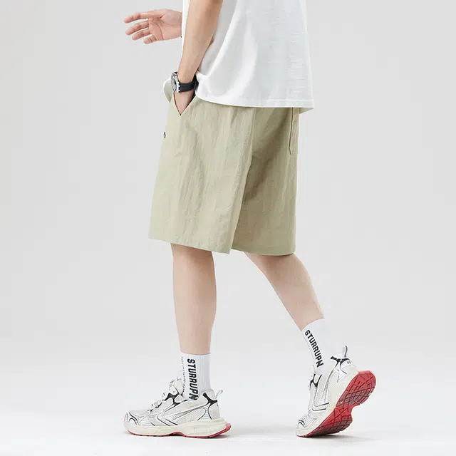 雅鹿 潮流美式宽松百搭运动中裤薄款休闲短裤 男款