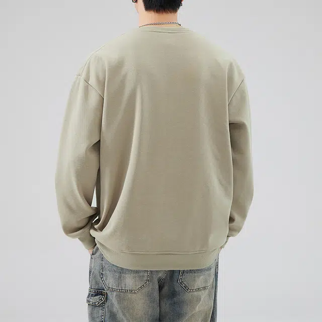 雅鹿 国风宽松圆领长袖国潮衣服落肩卫衣 男款