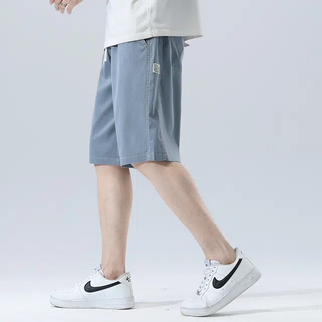雅鹿 宽松直筒纯色简约高街系带五分休闲短裤 男款