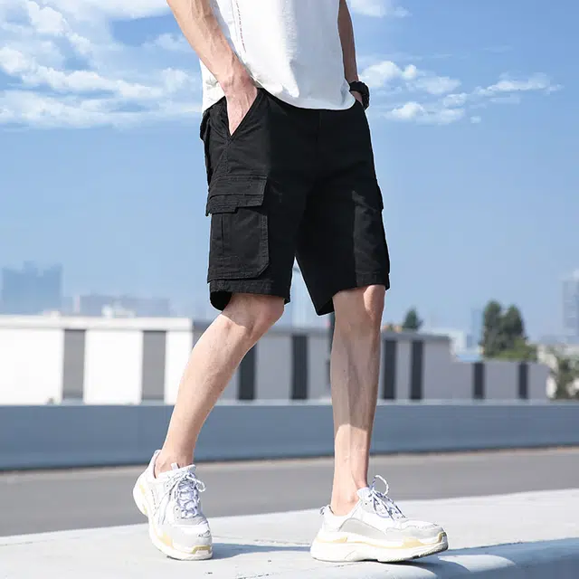 雅鹿 纯棉百搭潮牌宽松篮球裤薄款运动休闲五分工装短裤 男款