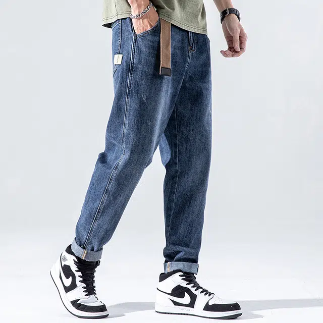 雅鹿 直筒休闲宽松牛仔裤 男款 蓝色