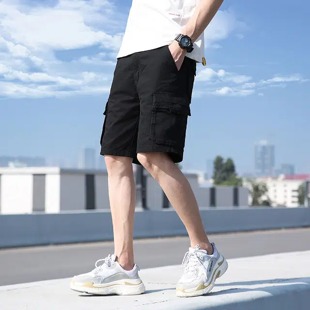 雅鹿 纯棉百搭潮牌宽松篮球裤薄款运动休闲五分工装短裤 男款