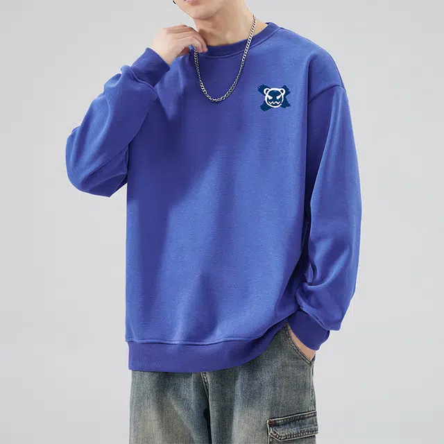 雅鹿 美式宽松百搭卡通印花圆领套头长袖卫衣 男款