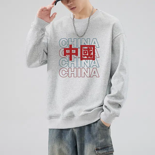 雅鹿 国潮圆领中国风上衣潮牌无帽外套卫衣 男款