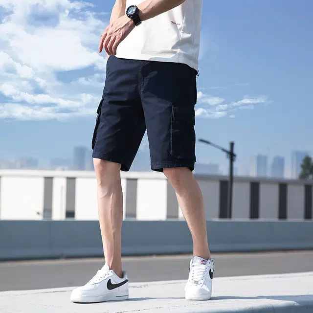 雅鹿 纯棉百搭潮牌宽松篮球裤薄款运动休闲五分工装短裤 男款