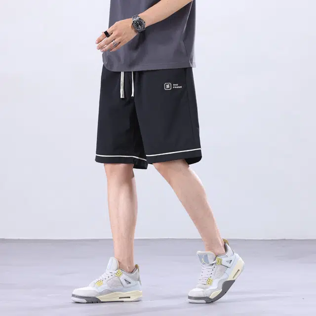 雅鹿 薄款宽松系带百搭工装篮球裤潮牌中腰运动五分休闲短裤 男款