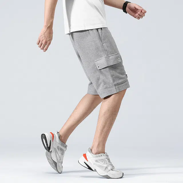雅鹿 美式薄款工装五分裤运动宽松潮流系带中腰休闲短裤 男款