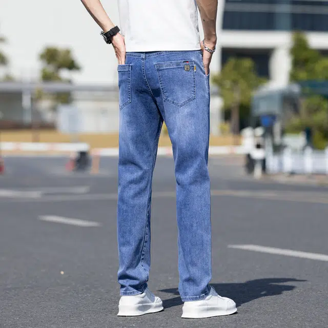 雅鹿 美式复古薄款锥形裤修身高街休闲百搭水洗耐磨中腰牛仔裤 男款