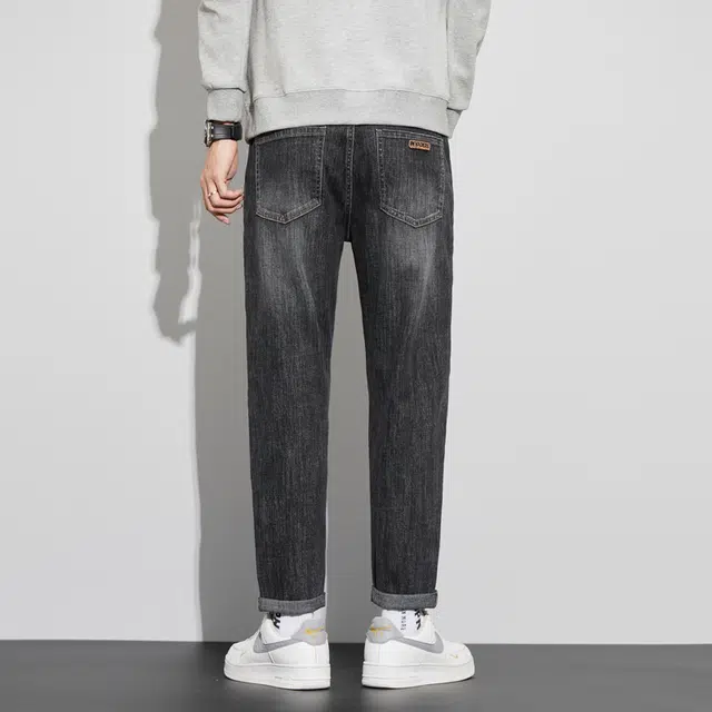 雅鹿 宽松怀旧百搭直筒水洗耐磨美式高街复古中腰牛仔裤 男款
