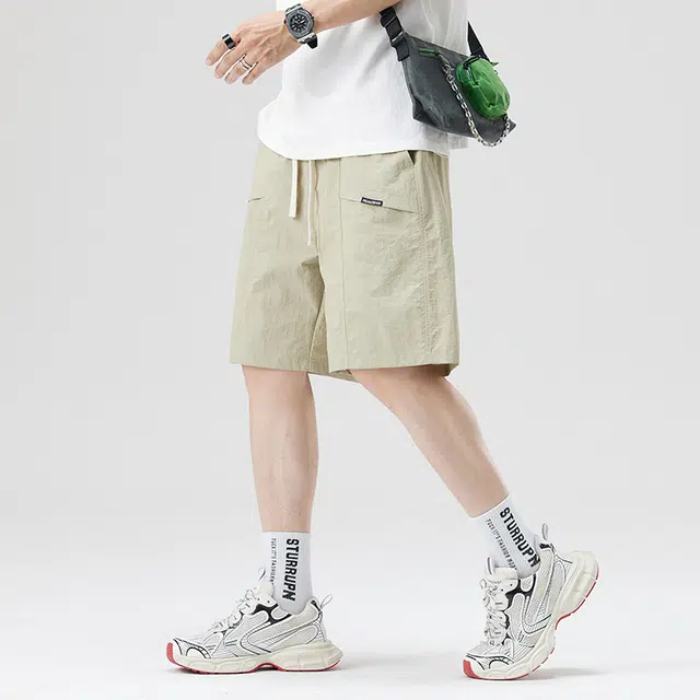 雅鹿 潮流美式宽松百搭运动中裤薄款休闲短裤 男款