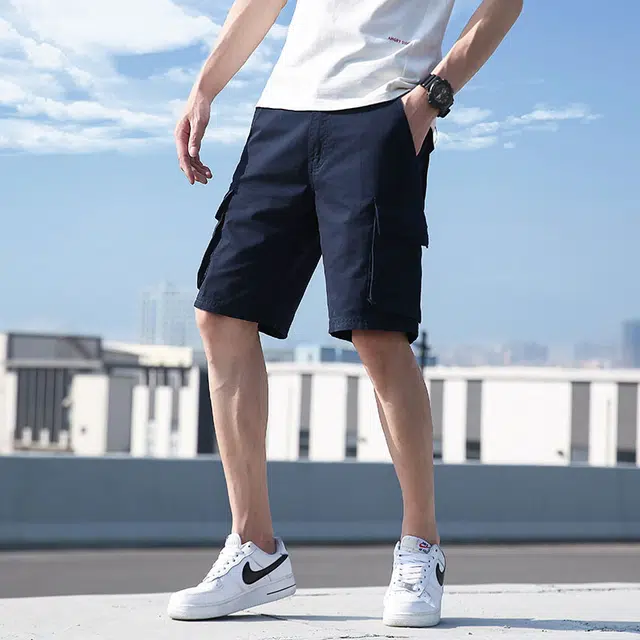 雅鹿 纯棉百搭潮牌宽松篮球裤薄款运动休闲五分工装短裤 男款