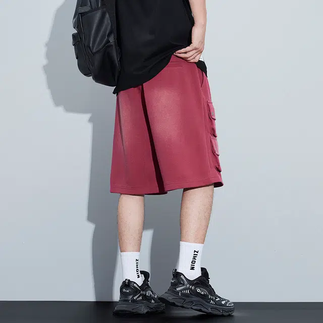 雅鹿 休闲系带中腰运动潮牌沙滩篮球裤百搭薄款五分工装短裤 男款