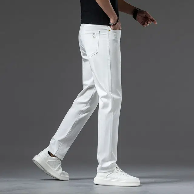 雅鹿 直筒修身休闲水洗耐磨弹力百搭高街中腰牛仔裤 男款