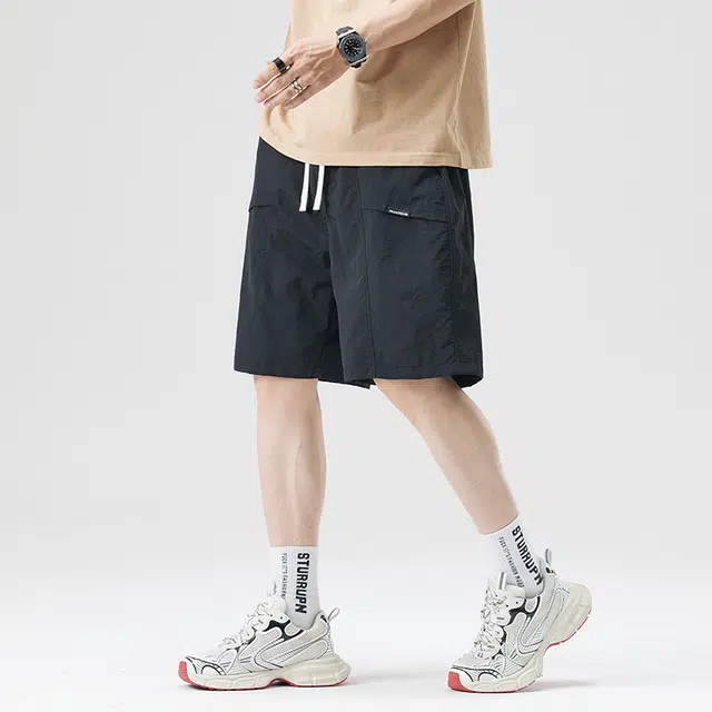 雅鹿 潮流美式宽松百搭运动中裤薄款休闲短裤 男款