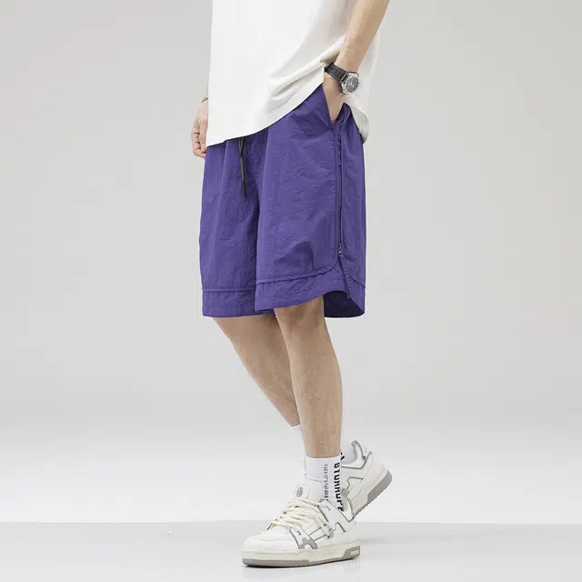 雅鹿 时尚百搭中腰系带薄款五分休闲短裤 男款