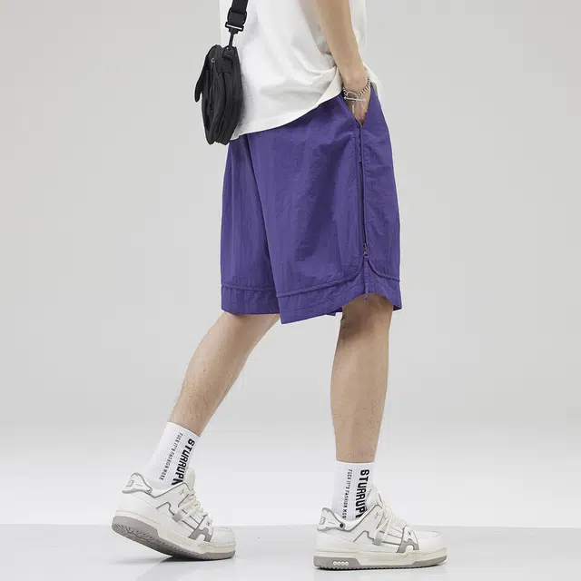 雅鹿 时尚百搭中腰系带薄款五分休闲短裤 男款