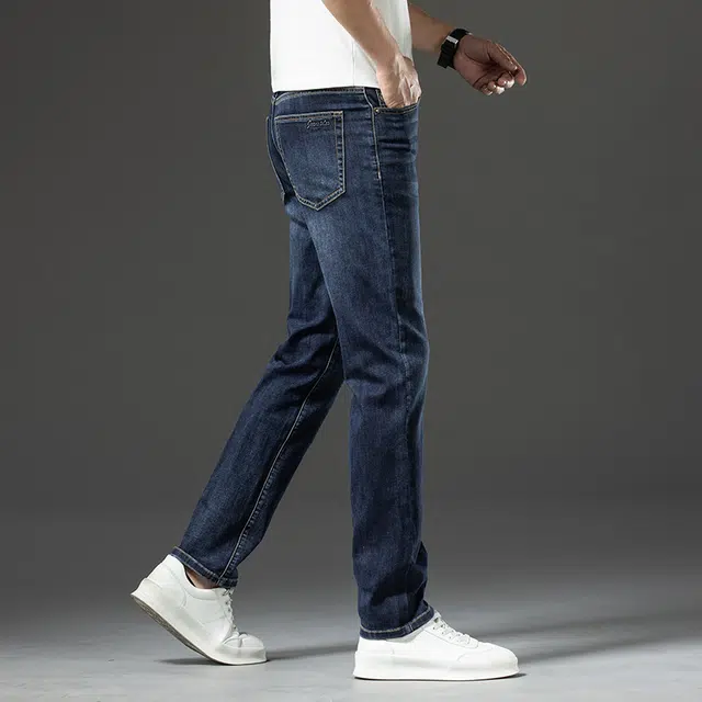 雅鹿 百搭弹力水洗直筒宽松商务休闲牛仔裤 男款