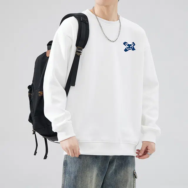 雅鹿 美式宽松百搭卡通印花圆领套头长袖卫衣 男款