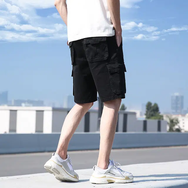 雅鹿 纯棉百搭潮牌宽松篮球裤薄款运动休闲五分工装短裤 男款