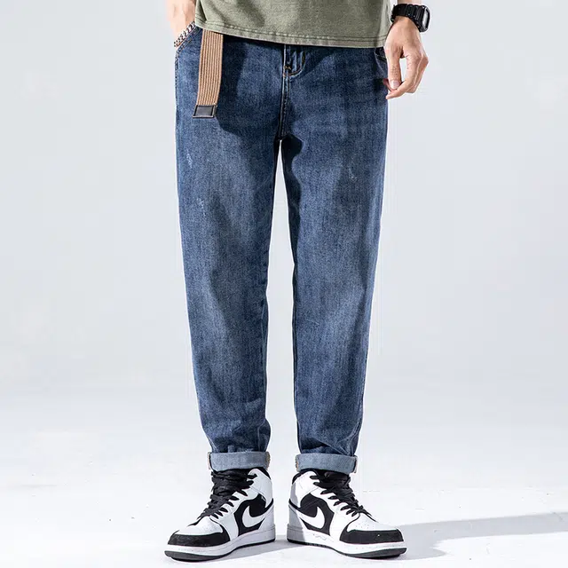 雅鹿 直筒休闲宽松牛仔裤 男款 蓝色