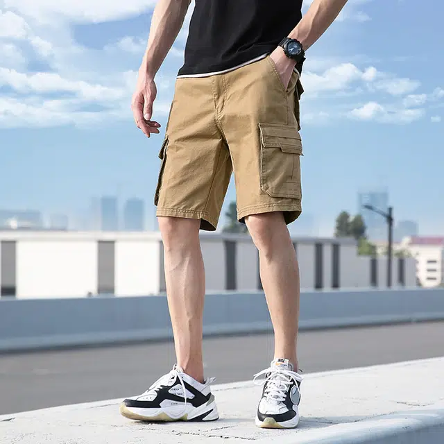 雅鹿 纯棉百搭潮牌宽松篮球裤薄款运动休闲五分工装短裤 男款