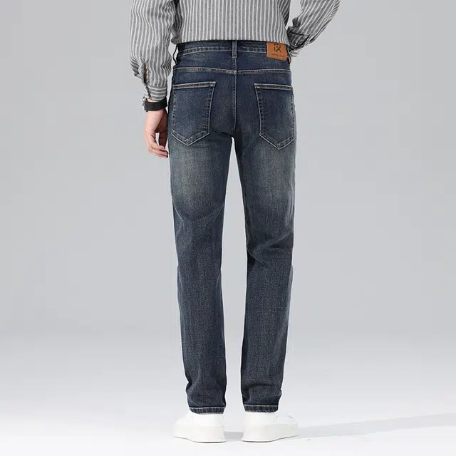 雅鹿 直筒宽松弹力商务高端休闲牛仔裤 男款