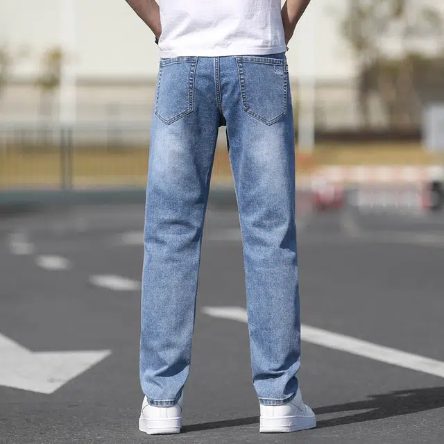 雅鹿 复古水洗直筒薄款耐磨垂感潮牌美式高街百搭宽松牛仔裤 男款