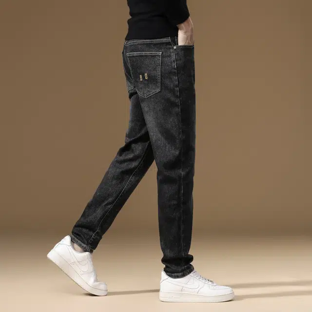 雅鹿 美式百搭复古水洗直筒潮牌牛仔裤 男款 深灰