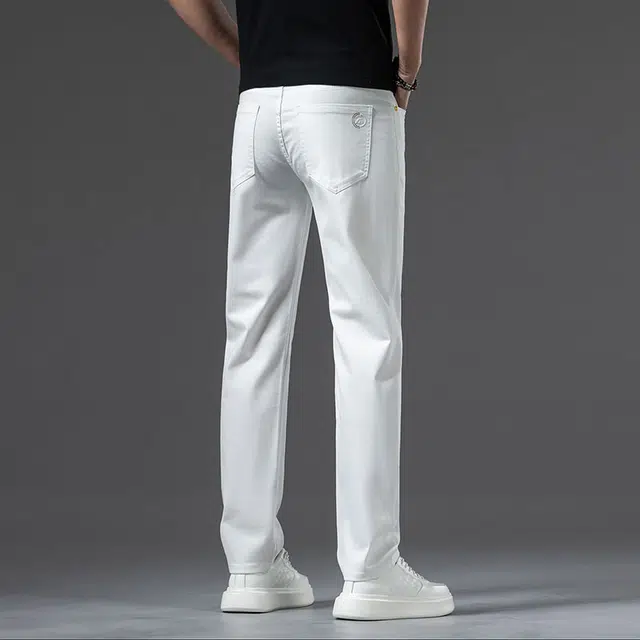 雅鹿 直筒修身休闲水洗耐磨弹力百搭高街中腰牛仔裤 男款