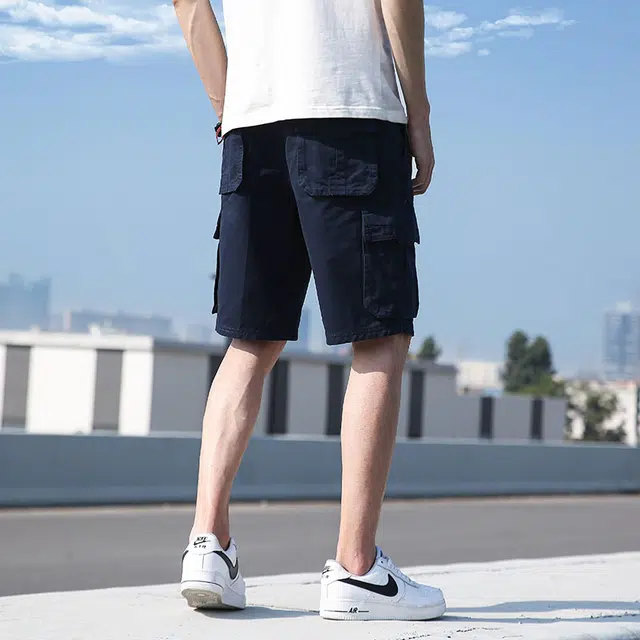 雅鹿 纯棉百搭潮牌宽松篮球裤薄款运动休闲五分工装短裤 男款