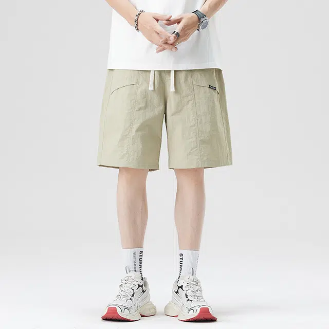 雅鹿 潮流美式宽松百搭运动中裤薄款休闲短裤 男款
