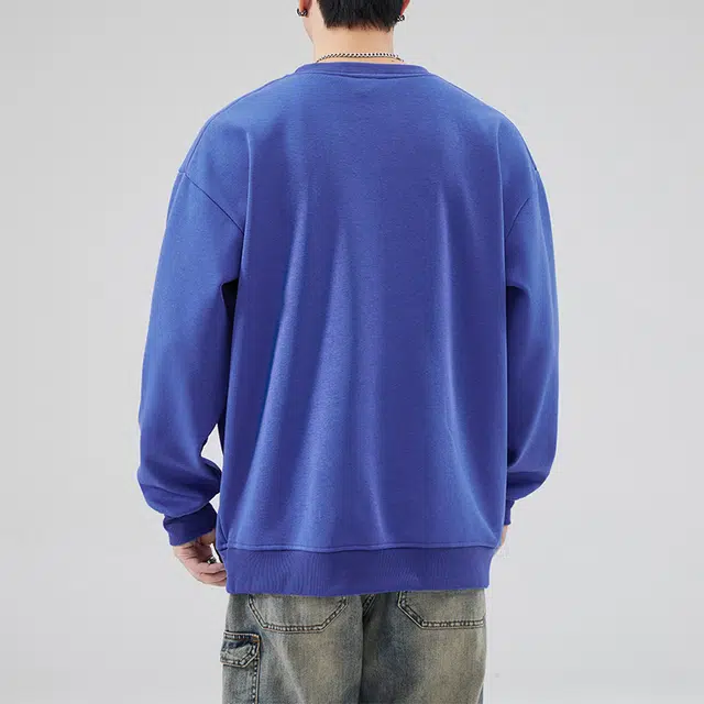 雅鹿 国风宽松圆领长袖国潮衣服落肩卫衣 男款