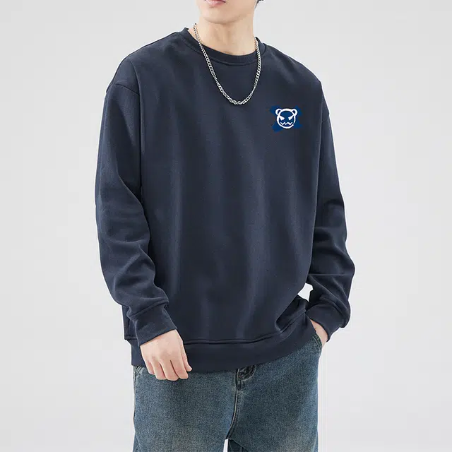 雅鹿 美式宽松百搭卡通印花圆领套头长袖卫衣 男款