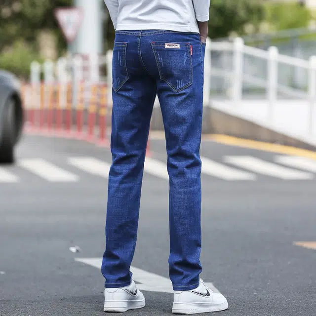 雅鹿 修身水洗做旧舒适百搭潮牌耐磨高街美式牛仔裤 男款