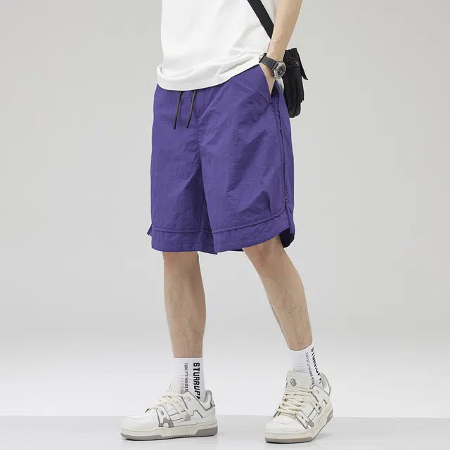 雅鹿 时尚百搭中腰系带薄款五分休闲短裤 男款