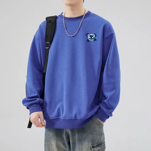 雅鹿 美式宽松百搭卡通印花圆领套头长袖卫衣 男款