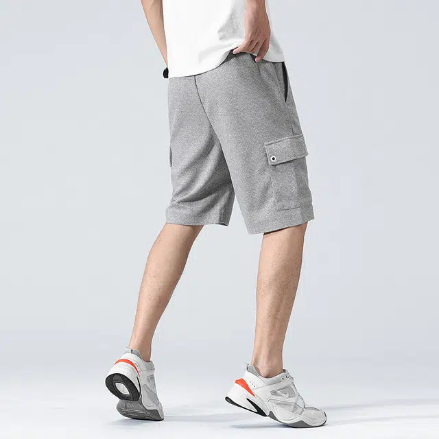 雅鹿 美式薄款工装五分裤运动宽松潮流系带中腰休闲短裤 男款